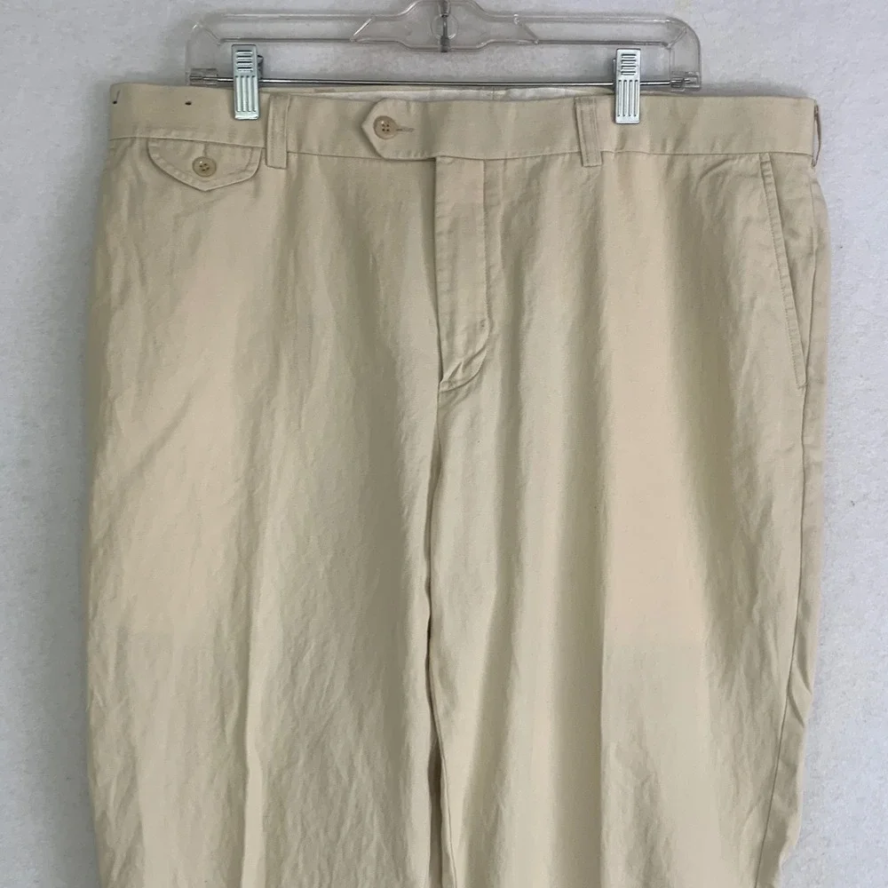 Polo Ralph Lauren Pants Mens 38/29 Beige Straight Linen Blend Trousers Preppy